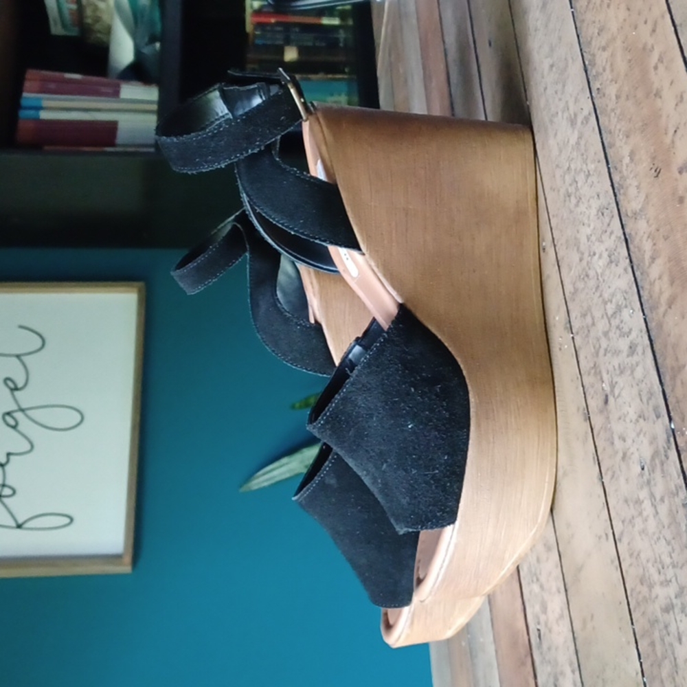 Black wedge sandals